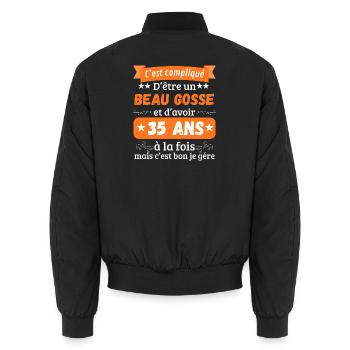 Lustige Original Geschenkidee zum 35. Geburtstag Mann - Unisex Bomberjacke - Schwarz - Hinten - AI Model Male 185 light (185cm)