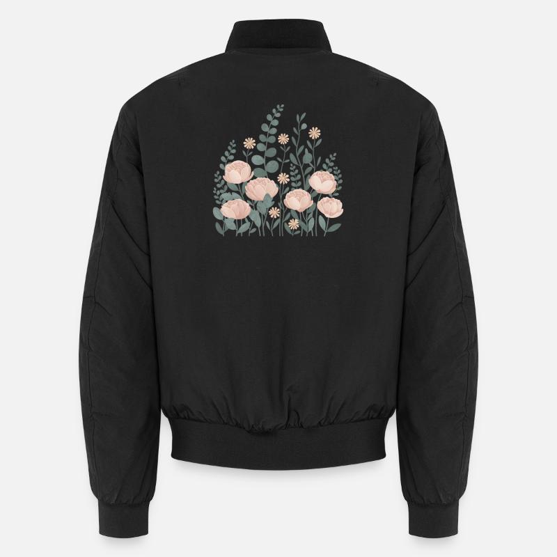 Boho Blumen – Blühende Harmonie - Unisex Bomberjacke - Schwarz