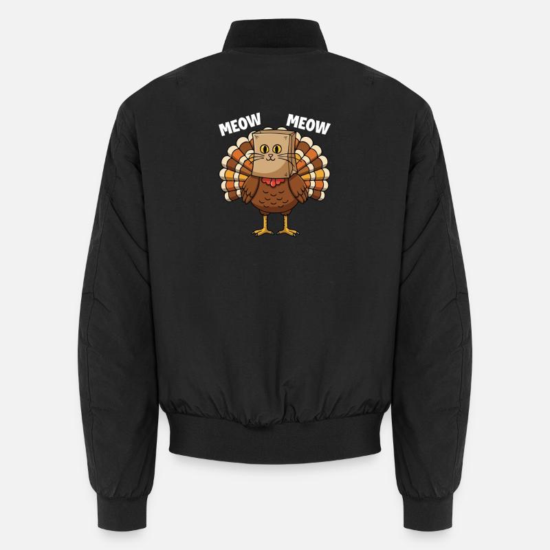 Dinde Chat Thanksgiving Récolte d’automne Bomber unisexe