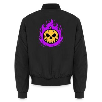 Citrouille orange avec flammes violettes - Bomber unisexe - noir - Dos - AI Model Male 185 light (185cm)