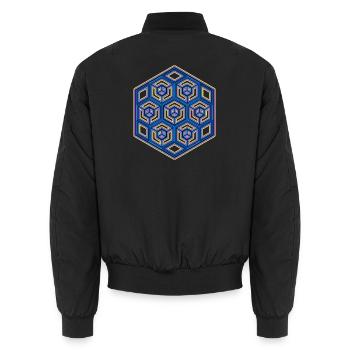 Hexagon Muster Geometrie Musik Festival Sport Yoga - Unisex Bomberjacke - Schwarz - Hinten - AI Model Male 185 light (185cm)