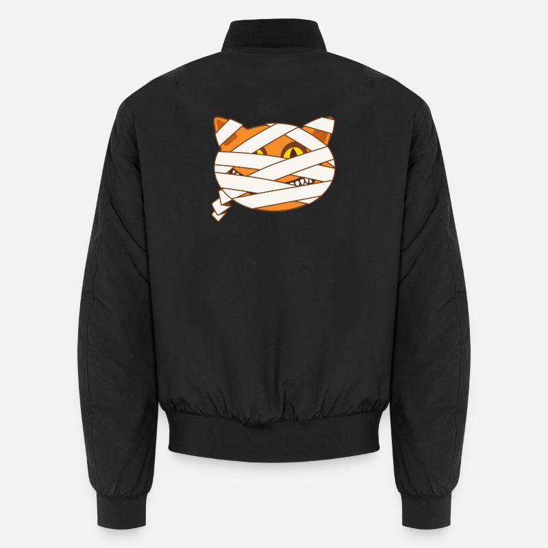 Cat Mummy Halloween Drawing Funny and Scary Comics Unisex Bomber Jacket