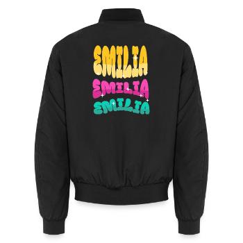 Emilia  - Unisex Bomberjacke - Schwarz - Hinten - AI Model Male 185 light (185cm)