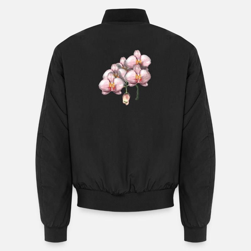 Rosa Orchideenblüten Illustration Unisex Bomberjacke
