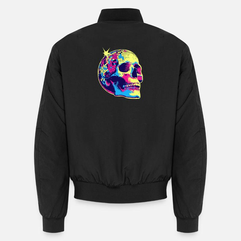 Neon Disco Skull - Unisex Bomber Jacket - black