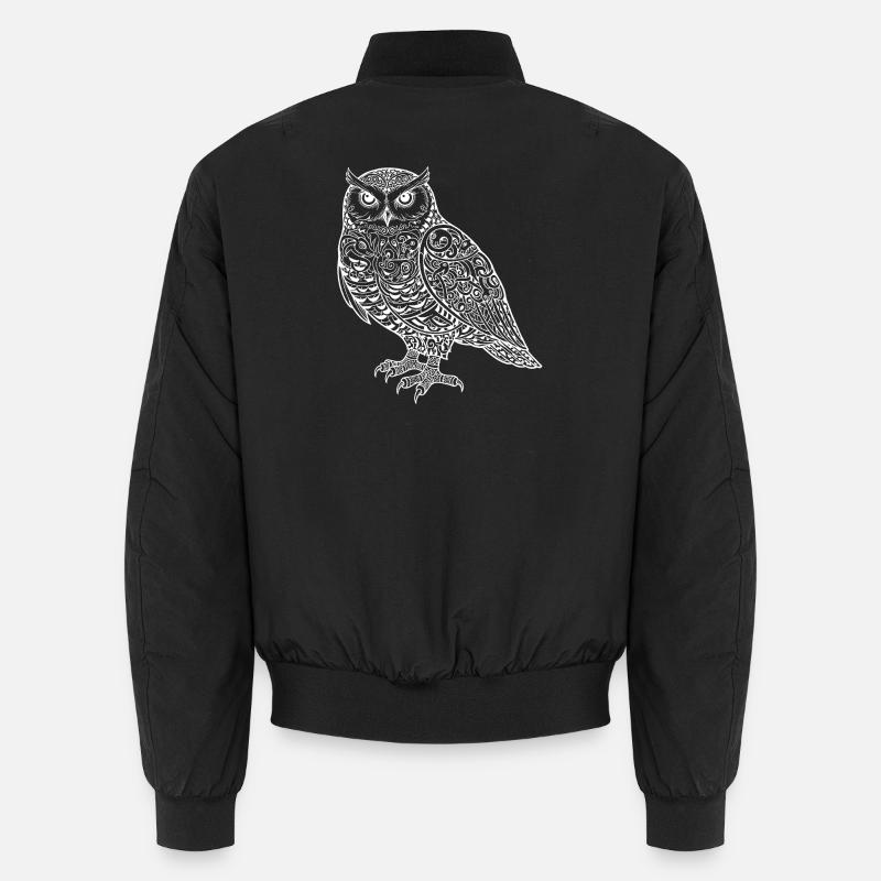 Schneeeule im Ornament Stil weiß Unisex Bomberjacke