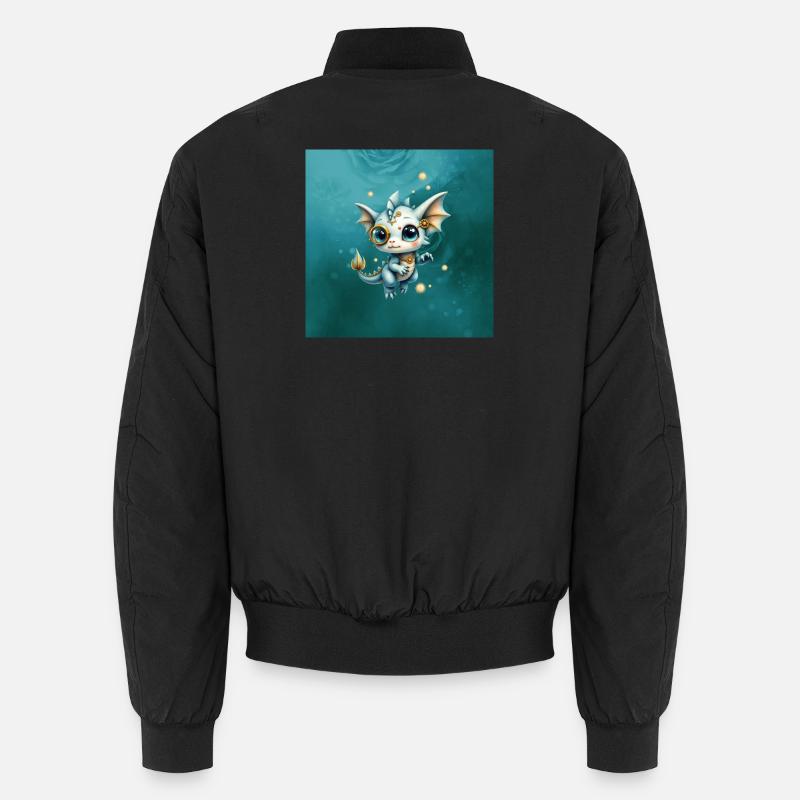 Steampunk Drache Blaues Monokel - Unisex Bomberjacke - Schwarz