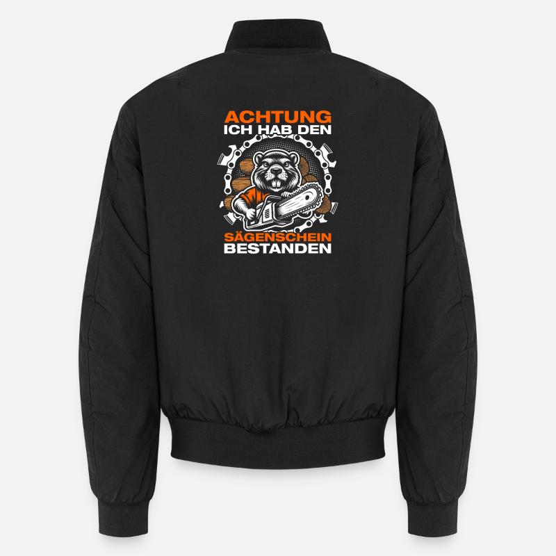 Sawmill Wood Making Chainsaw Lumberjack - Unisex Bomber Jacket - black