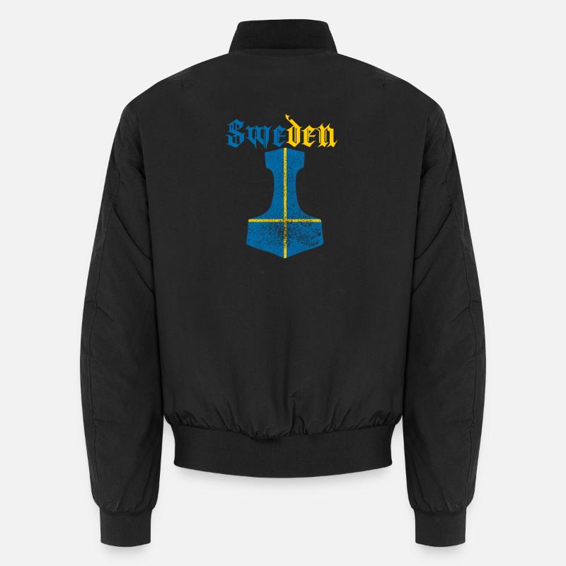 Schweden Flagge – Mjölnir Thorhammer Design Unisex Bomberjacke