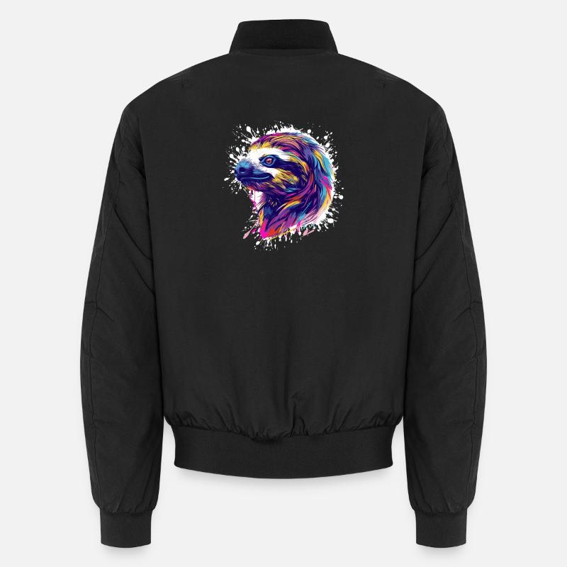 Faultier Sloth Splatter - Unisex Bomberjacke - Schwarz