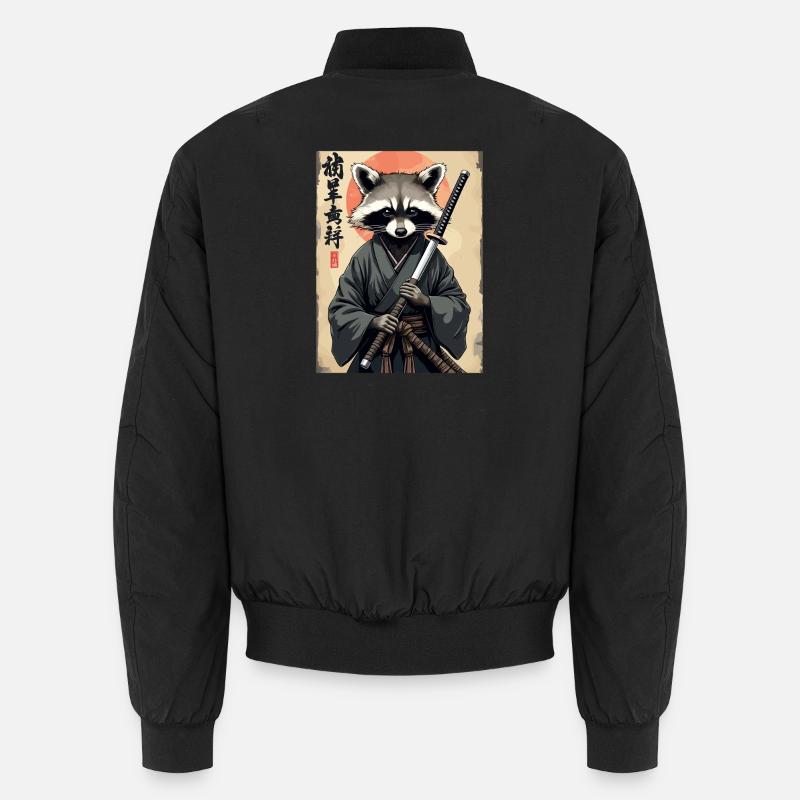 Samouraï raton laveur en kimono - Bomber unisexe - noir