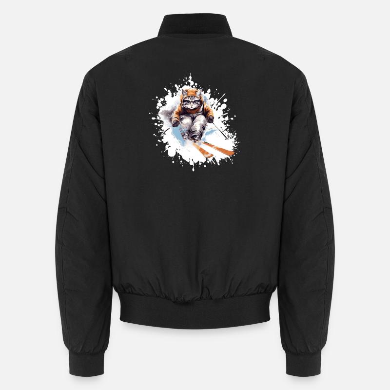Katze Ski Skifahren Unisex Bomberjacke