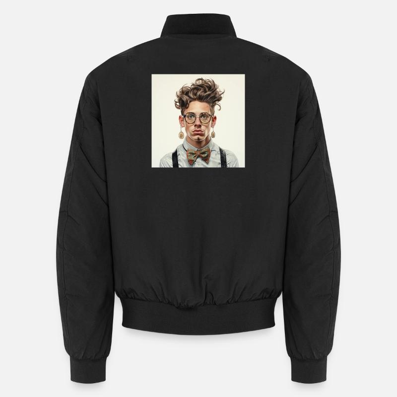 Vintage Nerd Portrait mit Bowtie Brille  Unisex Bomberjacke