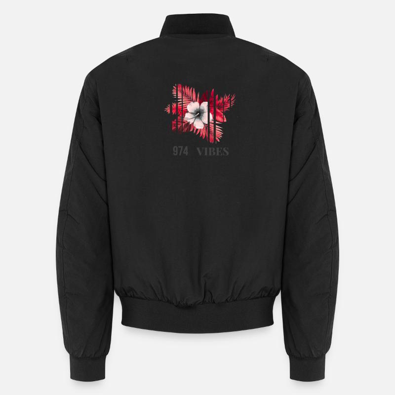 Vibes 974 Hibiscus Tropical - Unisex Bomber Jacket - black