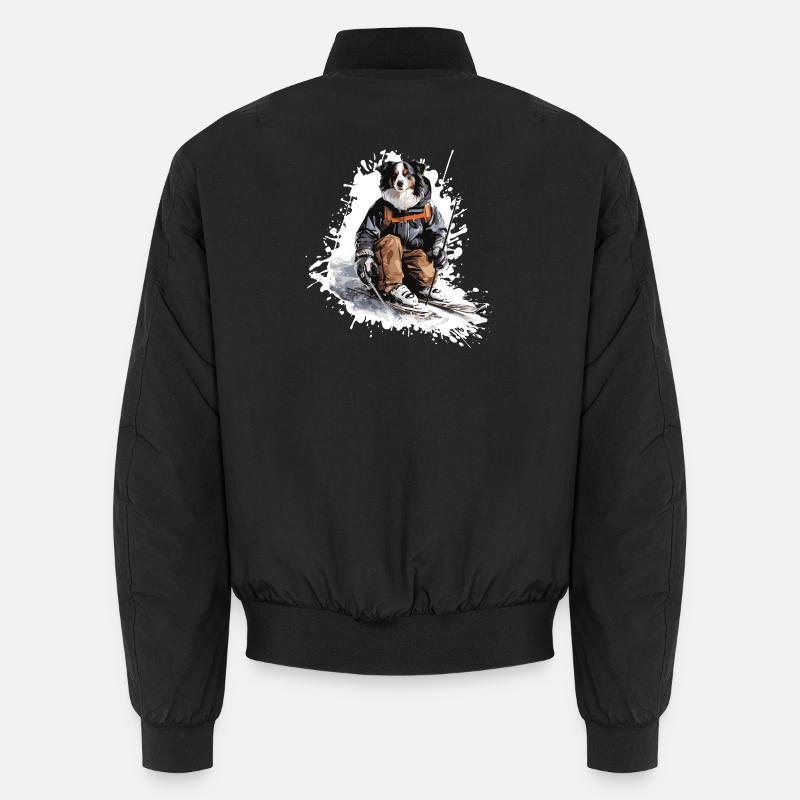 Border Collie Dog Ski Skiing Unisex Bomber Jacket