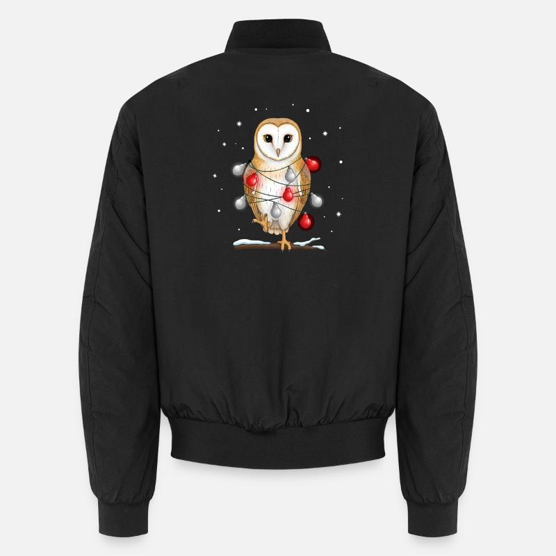 Weihnachtseule mit Lichterkette Unisex Bomberjacke