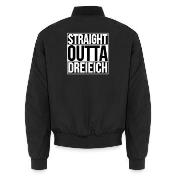 STRAIGHT OUTTA DREIEICH - Unisex Bomberjacke - Schwarz - Hinten - AI Model Male 185 light (185cm)