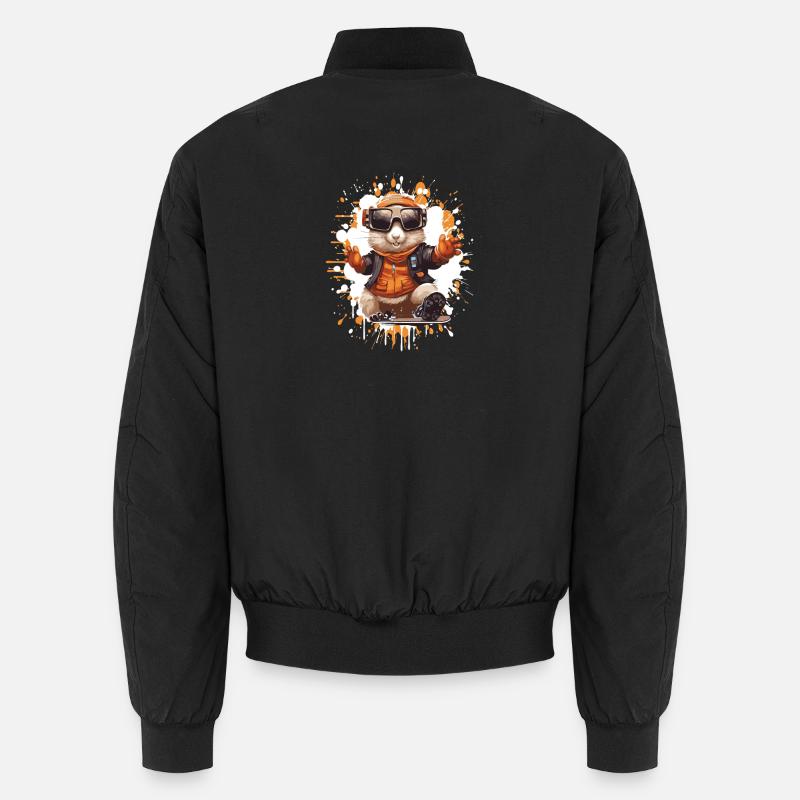 Hamster Snowboard - Unisex Bomber Jacket - black