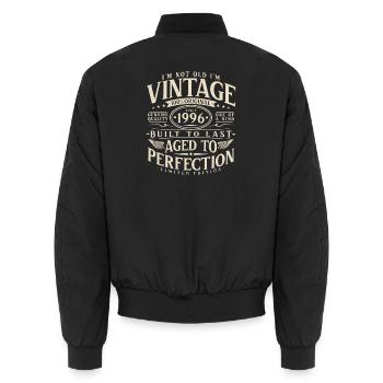1996_Jahrgang_geboren_Vintage_Geburtstag_Geschenk - Unisex Bomberjacke - Schwarz - Hinten - AI Model Male 185 light (185cm)