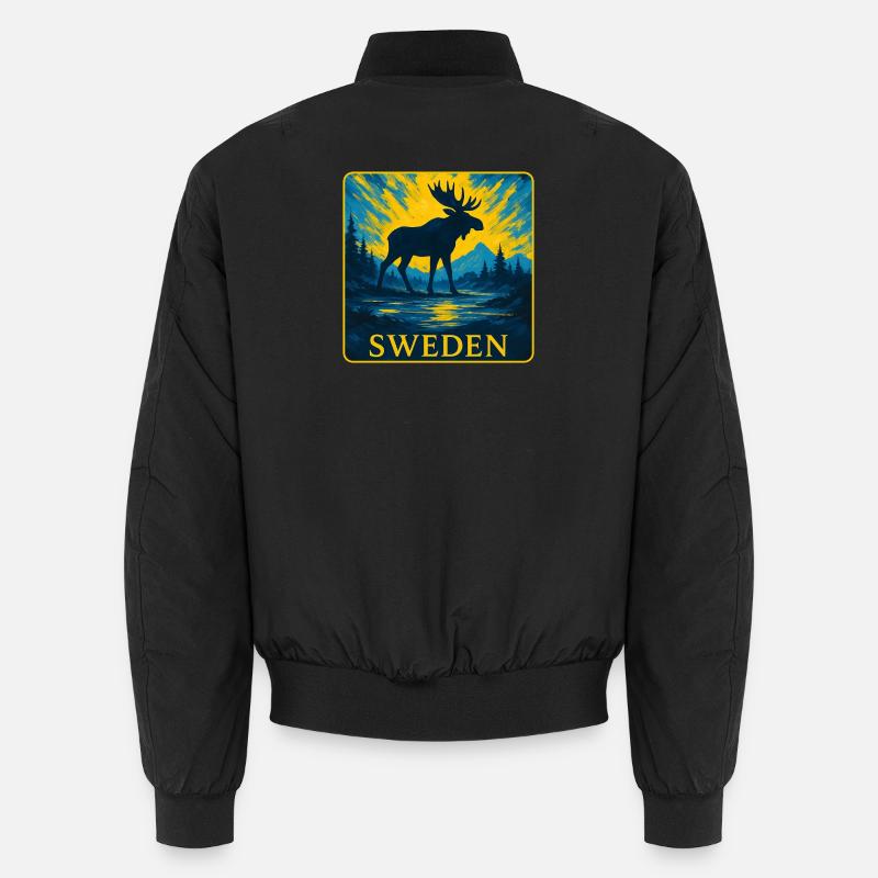 Suède Moose Silhouette Design - Bomber unisexe - noir