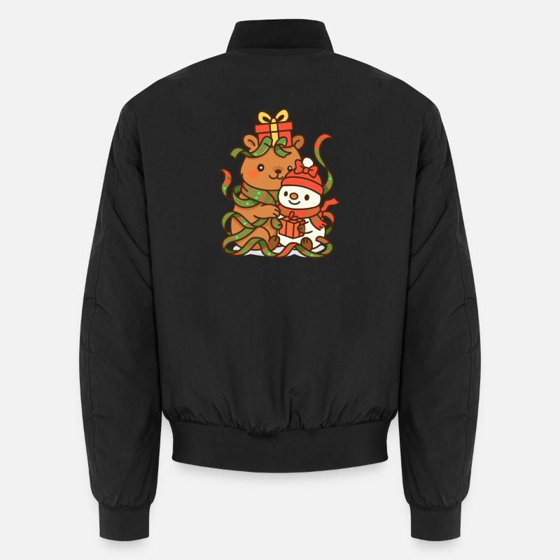 Capybara und Schneemann im Geschenkband Unisex Bomberjacke
