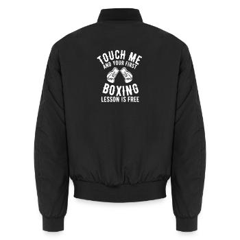 Boxing Top Design - Erste Boxstunde ist kostenlos  - Unisex Bomberjacke - Schwarz - Hinten - AI Model Male 185 light (185cm)