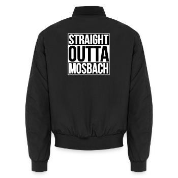 Straight Outta Mosbach - Unisex Bomberjacke - Schwarz - Hinten - AI Model Male 185 light (185cm)