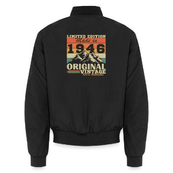 1946 Vintage Retro Geburtstagsgeschenk - Unisex Bomberjacke - Schwarz - Hinten - AI Model Male 185 light (185cm)