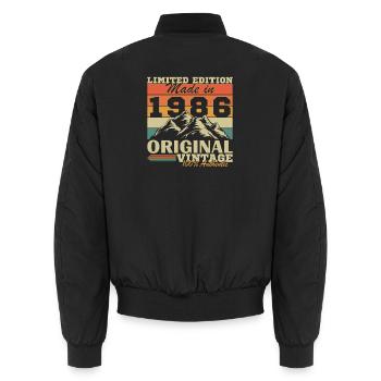 1986 Vintage Retro Geburtstagsgeschenk - Unisex Bomberjacke - Schwarz - Hinten - AI Model Male 185 light (185cm)