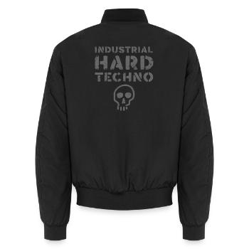 Industrial Hard Techno Totenschädel - Unisex Bomberjacke - Schwarz - Hinten - AI Model Male 185 light (185cm)