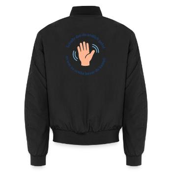 Farewell Joke Hand Graphic, Oxymoron - Unisex Bomber Jacket - black - Back - AI Model Male 185 light (185cm)