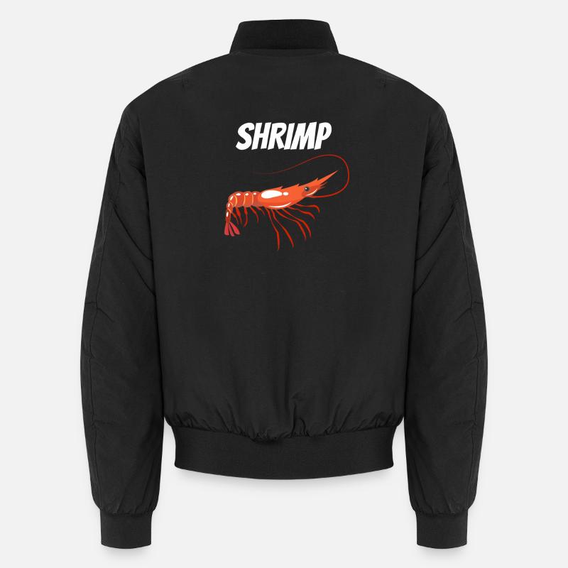Bold Shrimp Illustration with SHRIMP Text Prawn Unisex Bomber Jacket