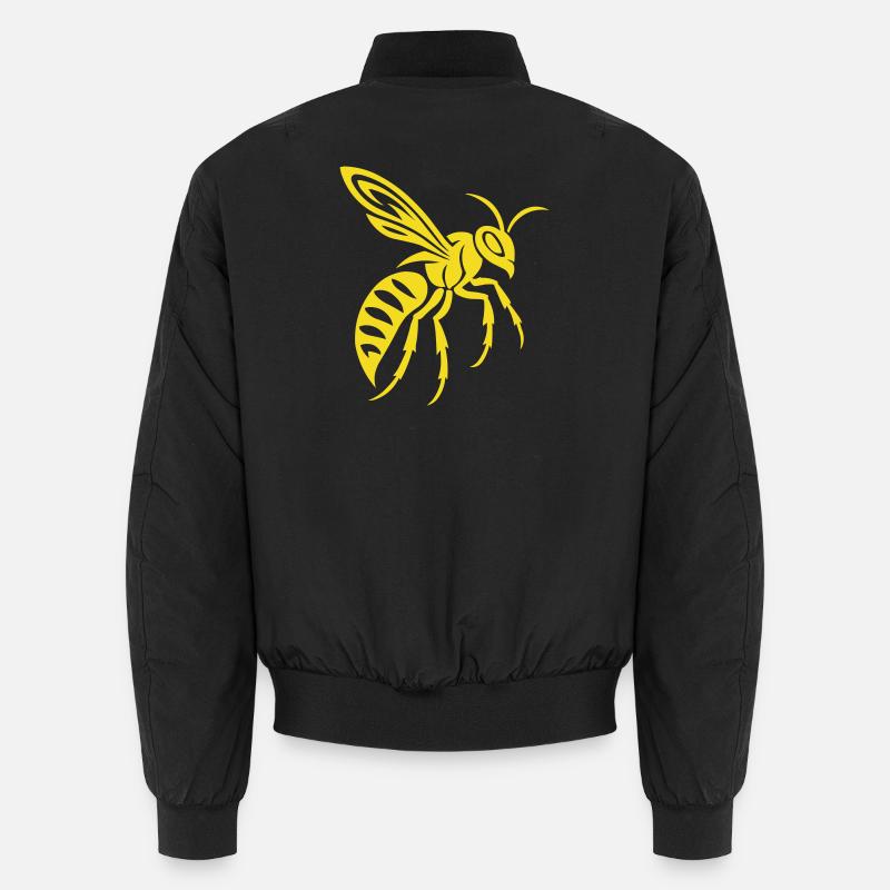 Gelbe Wespe Silhouette auf Schwarz Unisex Bomberjacke