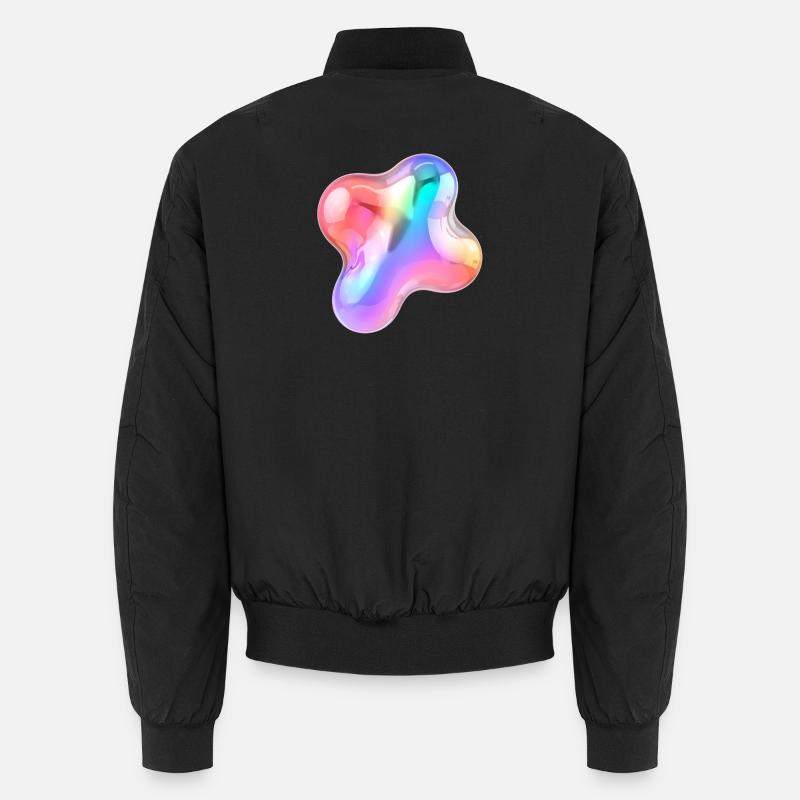 Regenbogen Glänzendes abstraktes Blob-Design - Unisex Bomberjacke - Schwarz