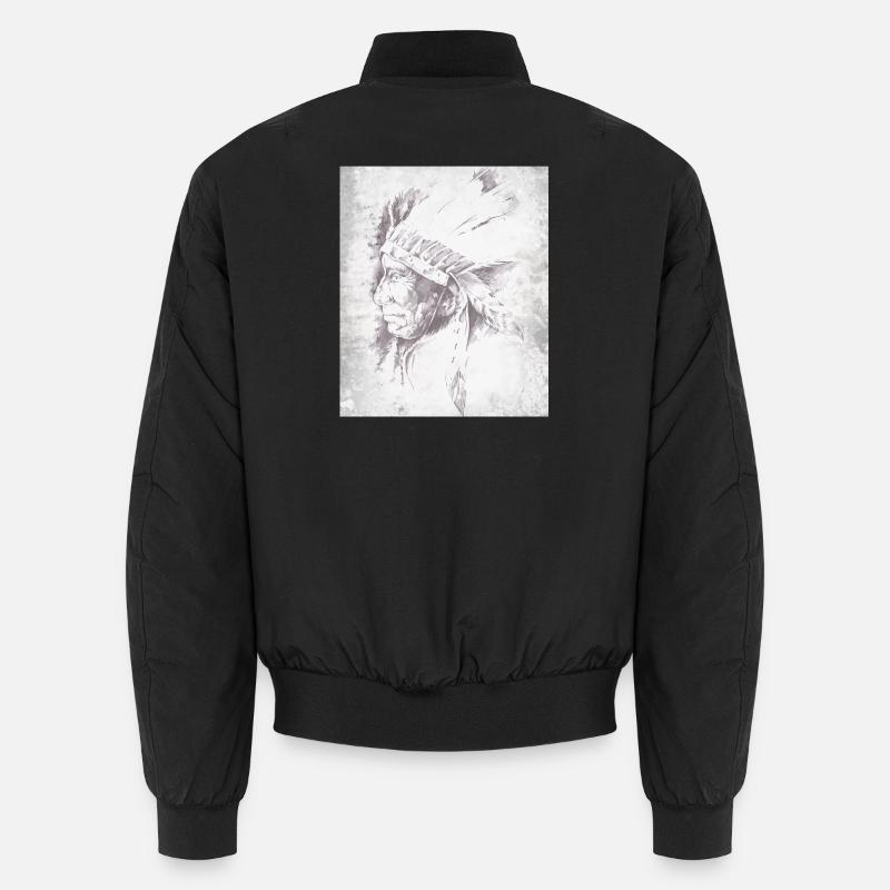 Native Grey Feather Chief Unisex Bomber Jacket