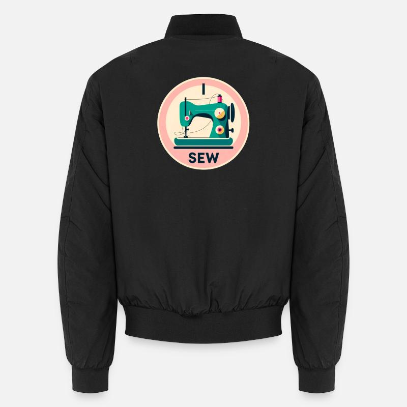 Vintage Sewing Machine Silhouette Unisex Bomber Jacket