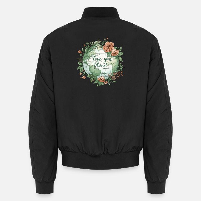 Love Your Planet Eco Tee - Unisex Bomber Jacket - black