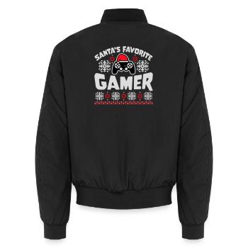 Santa's Favorite Gamer Controller Weihnachten Nerd - Unisex Bomberjacke - Schwarz - Hinten - AI Model Male 185 light (185cm)
