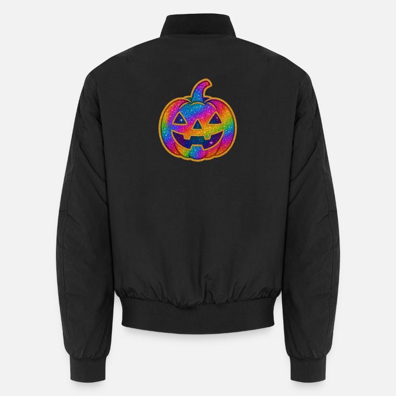 Rainbow Glitter Pumpkin Unisex Bomber Jacket