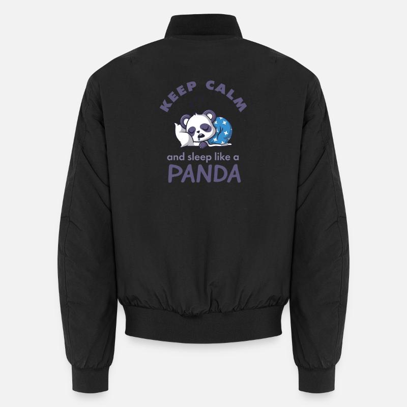 Keep Calm Panda Sleep Shirt - Unisex Bomber Jacket - black