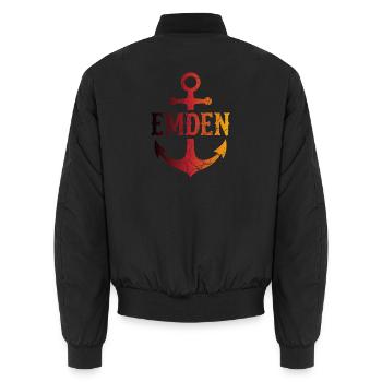 Anker Emden Nordsee - Unisex Bomberjacke - Schwarz - Hinten - AI Model Male 185 light (185cm)