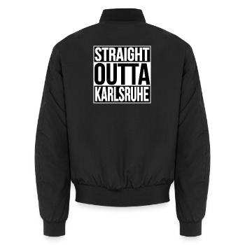 Straight Outta Karlsruhe - Unisex Bomberjacke - Schwarz - Hinten - AI Model Male 185 light (185cm)