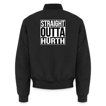 STRAIGHT OUTTA HÜRTH - Unisex Bomberjacke - Schwarz - Hinten - AI Model Male 185 light (185cm)