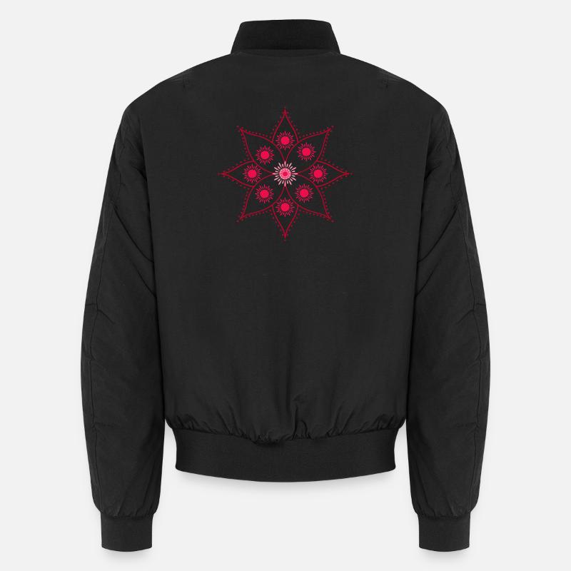 Mandala Rosette Intense Pink - Unisex Bomber Jacket - black
