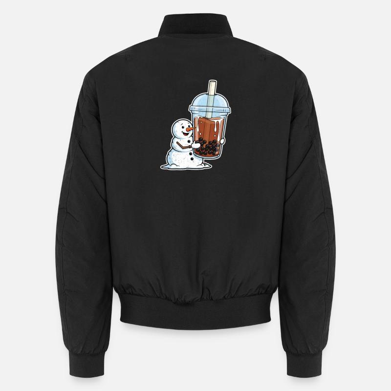 Snowman and Bubble Tea Mug Unisex Bomber Jacket