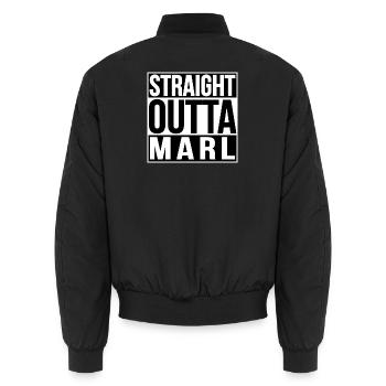 Straight Outta Marl - Unisex Bomberjacke - Schwarz - Hinten - AI Model Male 185 light (185cm)