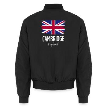 Cambridge - Unisex Bomber Jacket - black - Back - AI Model Male 185 light (185cm)