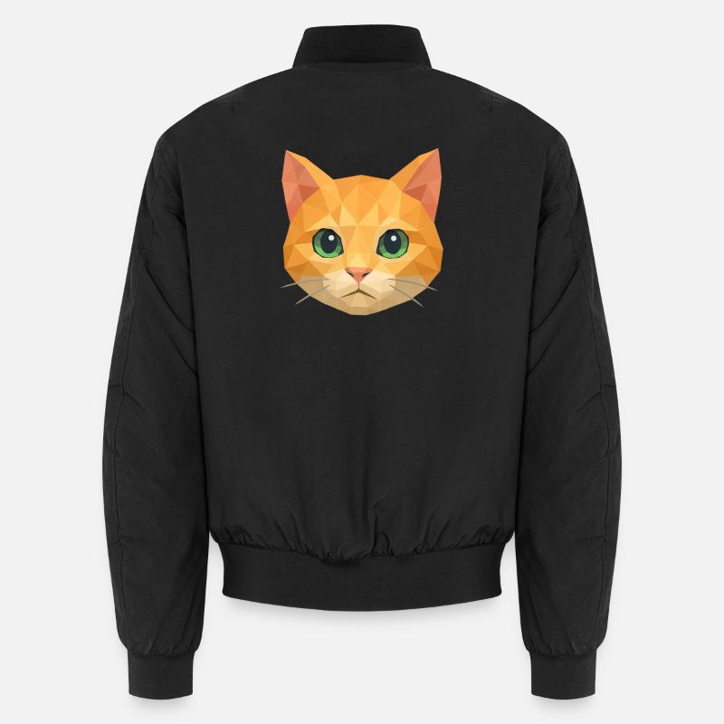 Polygon Cat – Geometric Cat Design - Unisex Bomber Jacket - black