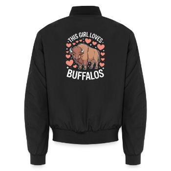 Buffalo Disant Fille Drôle Buffalo Cadeau - Bomber unisexe - noir - Dos - AI Model Male 185 light (185cm)