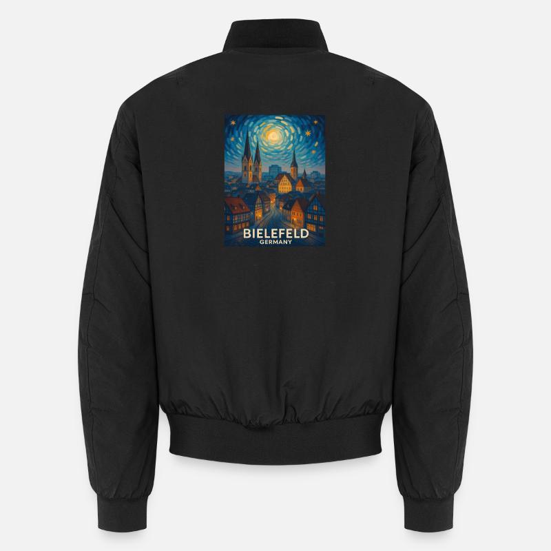 Bielefeld Night Panorama Skyline - Unisex Bomber Jacket - black